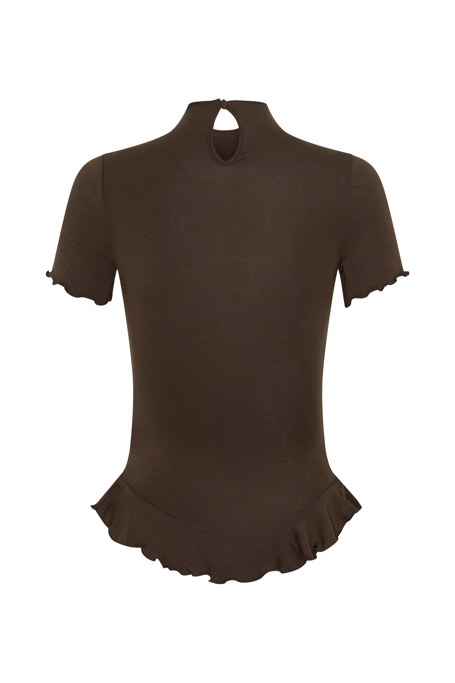 Nira Short Sleeve Ruffle Top - Dark Chocolate