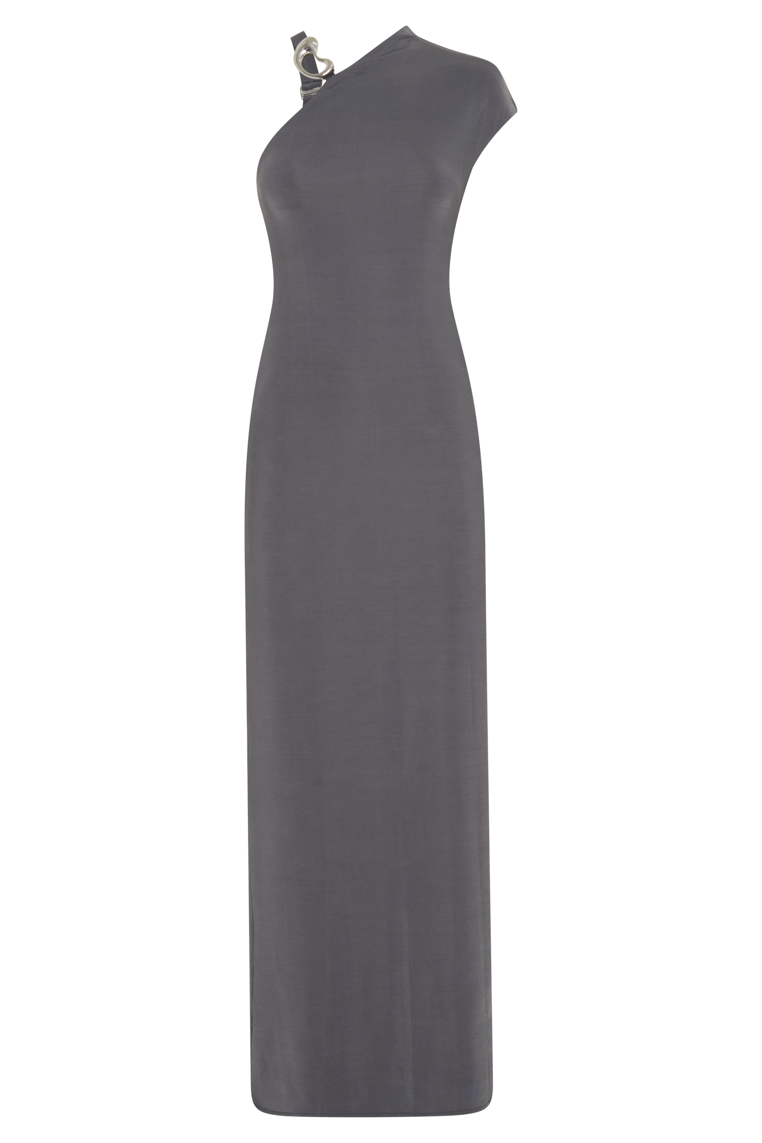 Oden Slinky Maxi Dress With Hardware - Grey