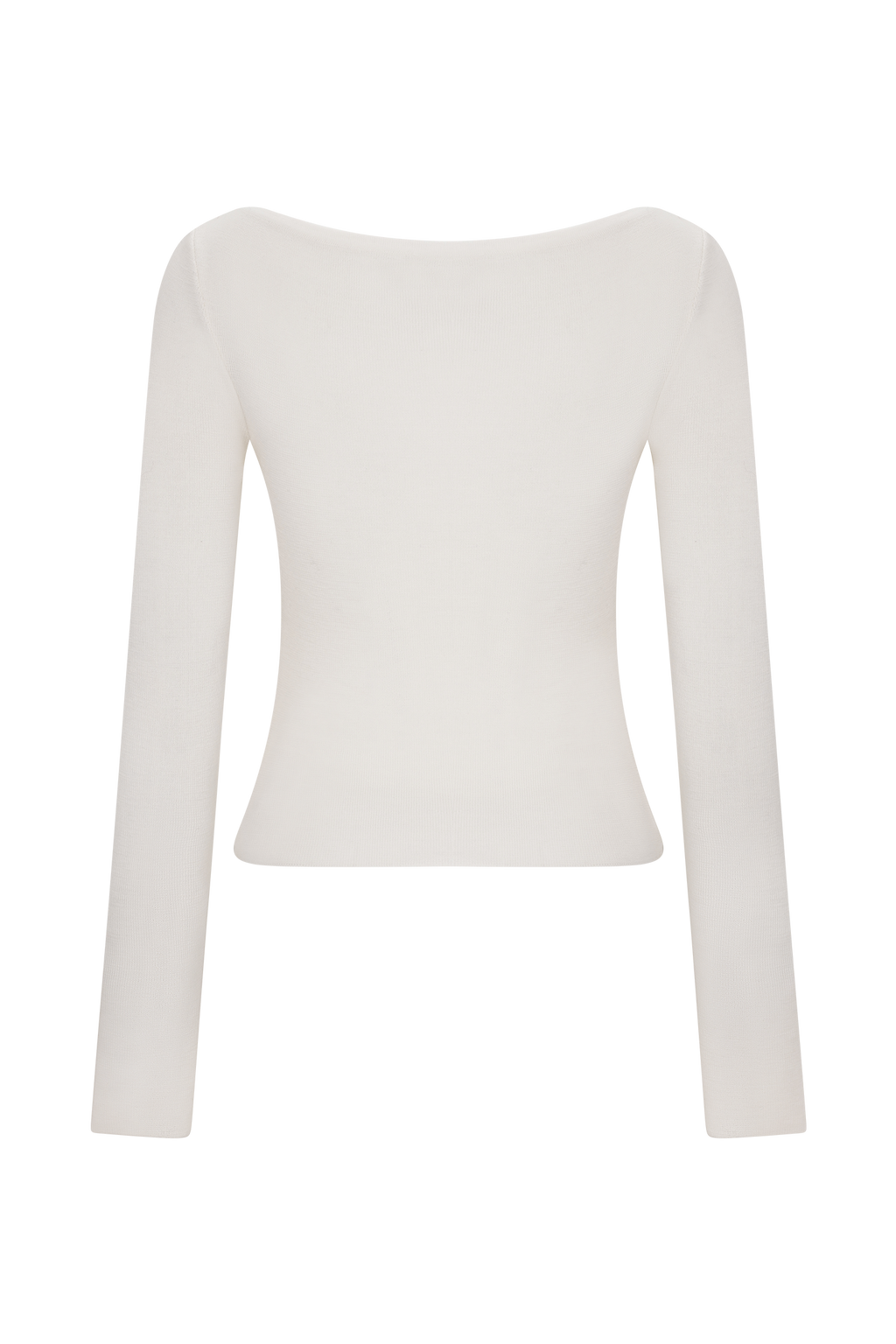 Paedyn Merino Wool Ribbed Long Sleeve Top - Ivory
