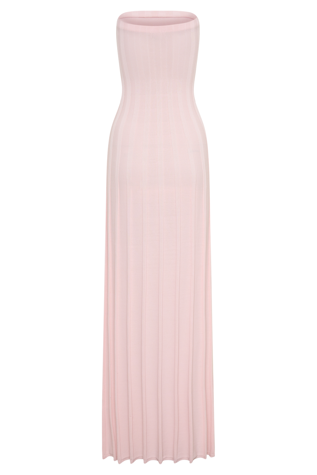 Pia Ribbed Strapless Maxi Dress - Baby Pink