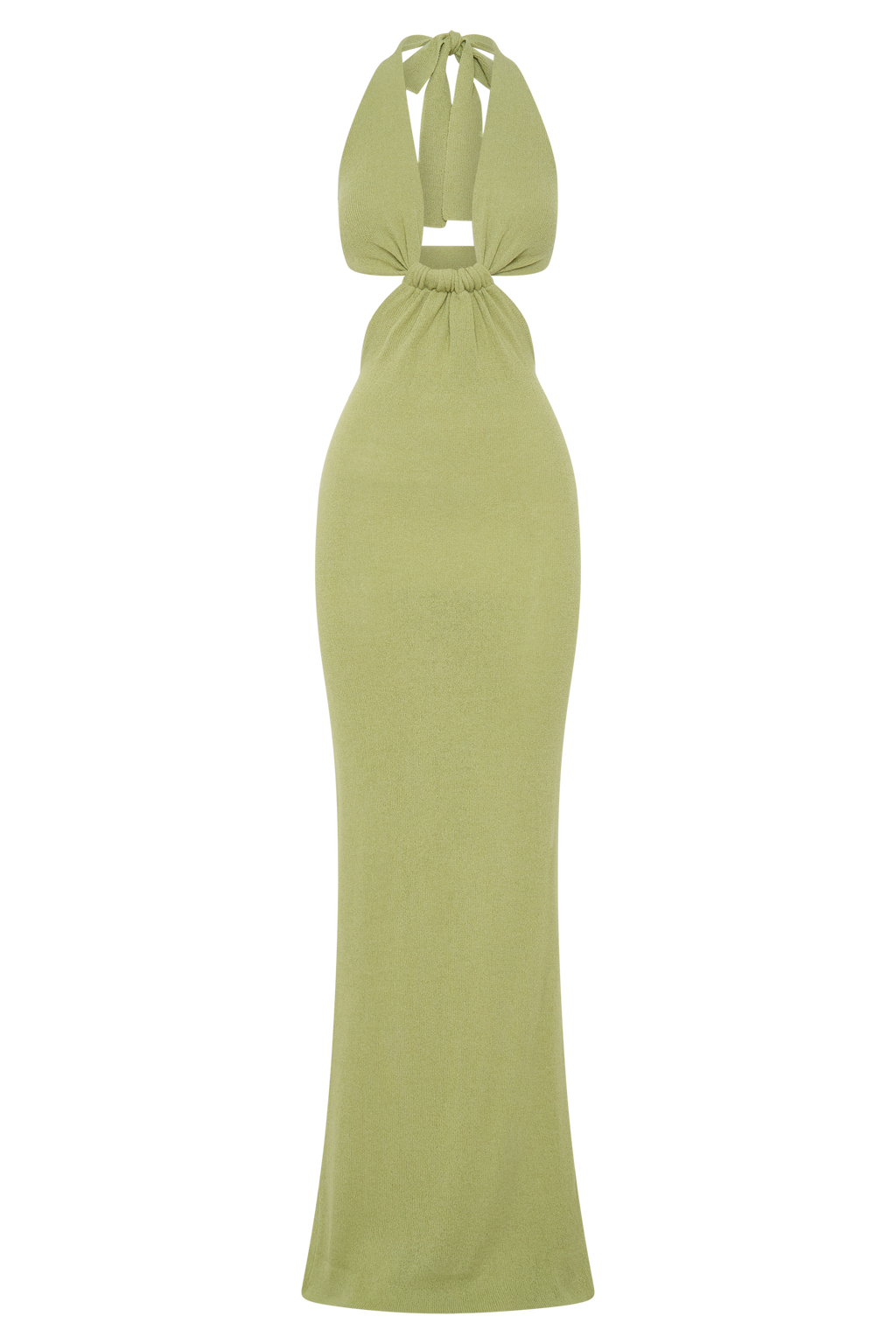 Theresea Halter Knit Maxi Dress - Light Olive
