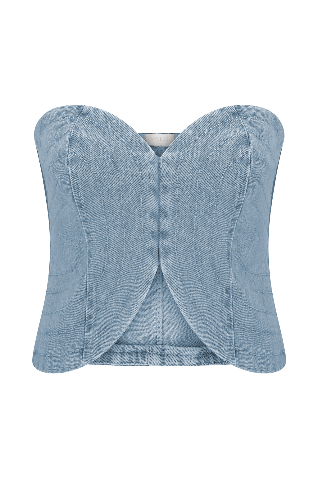 Tully Strapless Topstitch Denim Top - 80'S Blue
