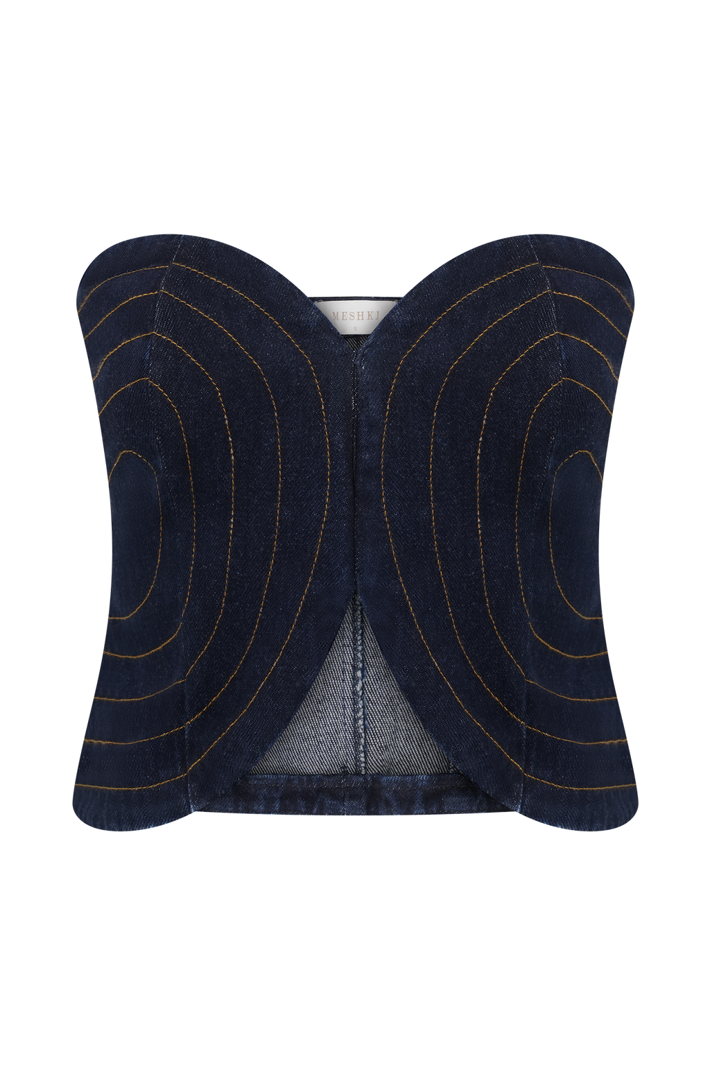 Tully Strapless Topstitch Denim Top - Indigo Blue