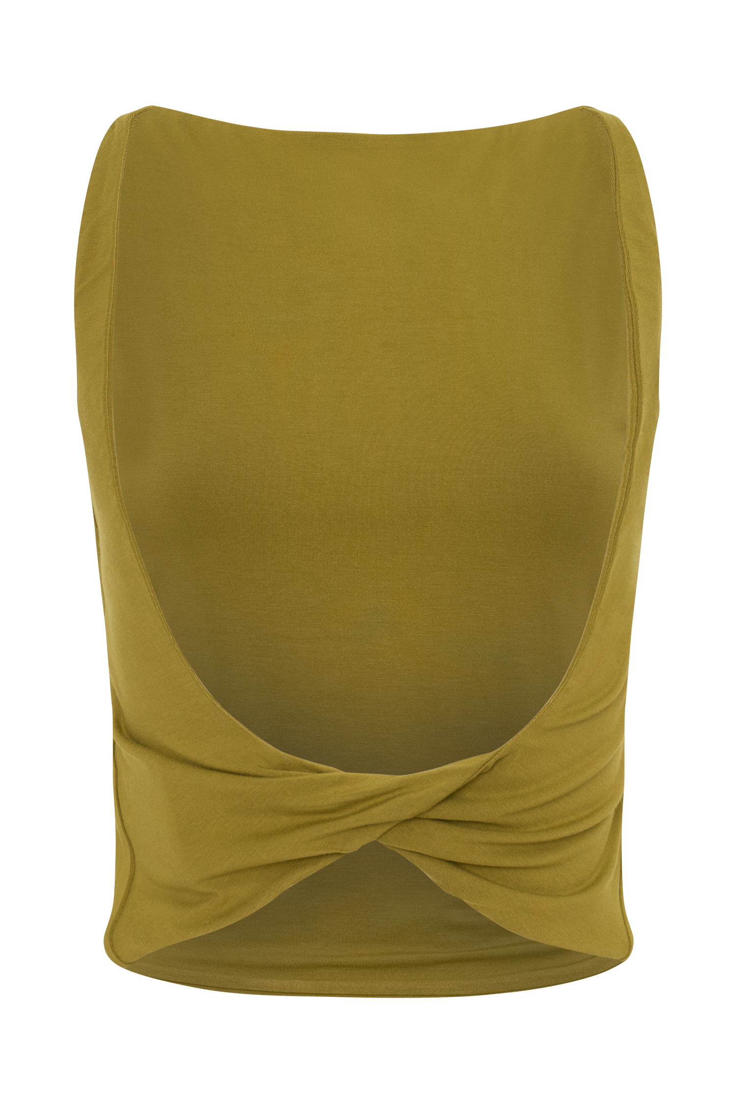 Yura Backless Twist Top - Martini Olive
