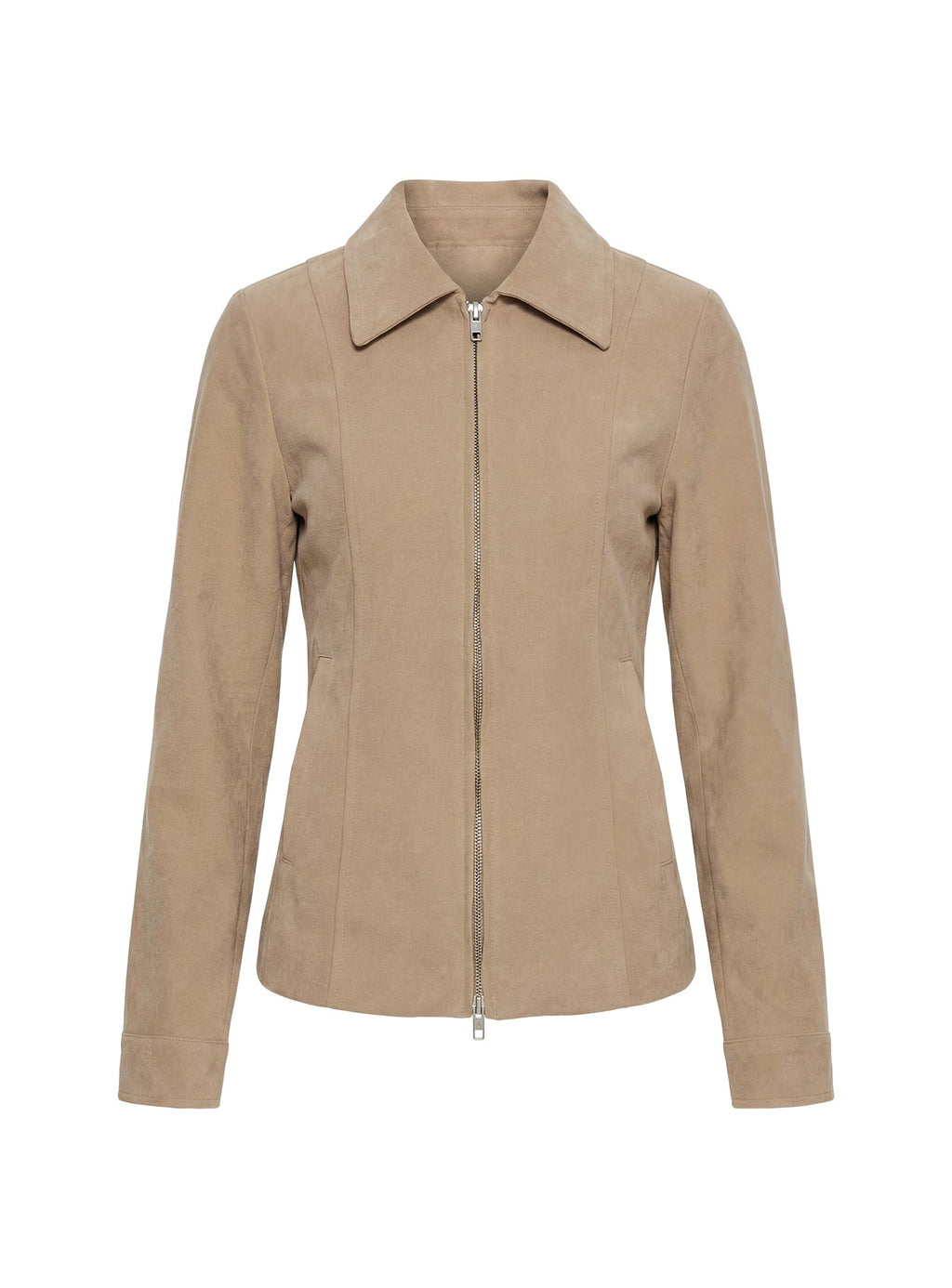 Ryzen Faux Suede Fitted Jacket Stone