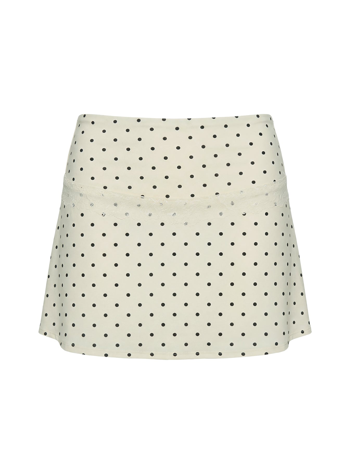 Amia Lace Mini Skirt Cream Polka Dot