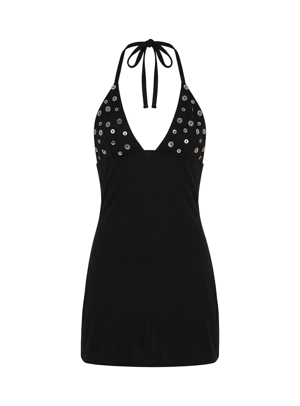Chyna Halter Button Mini Dress Black