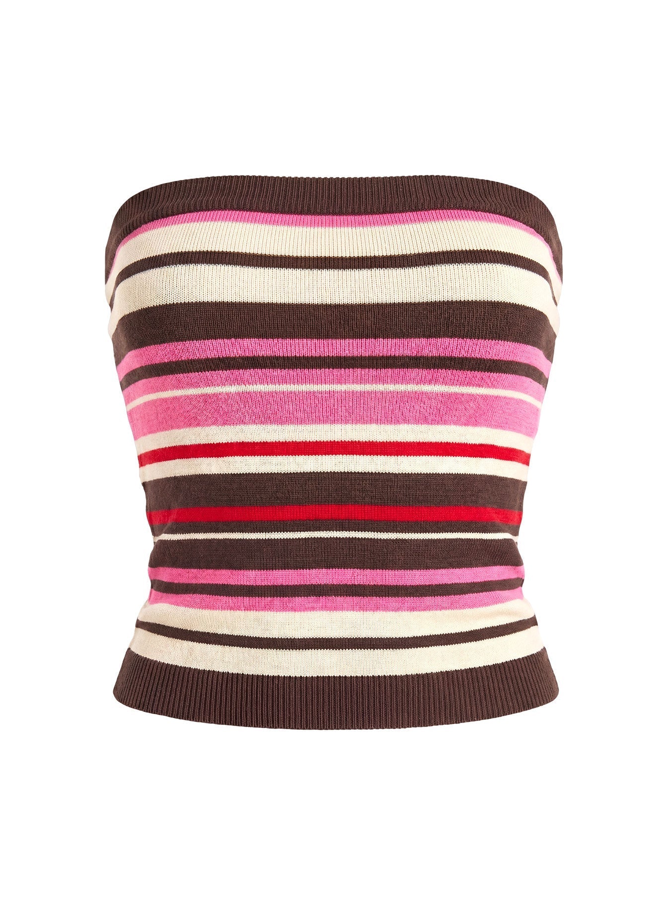 Cleoh Strapless Top Pink / Brown Stripe