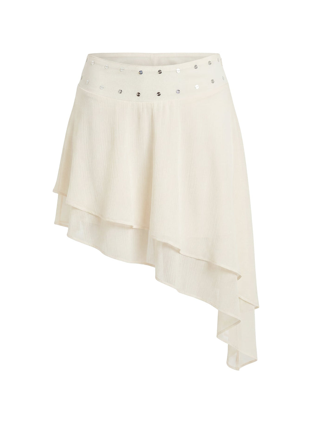 Gemmina Asymmetrical Chiffon Mini Skirt Cream