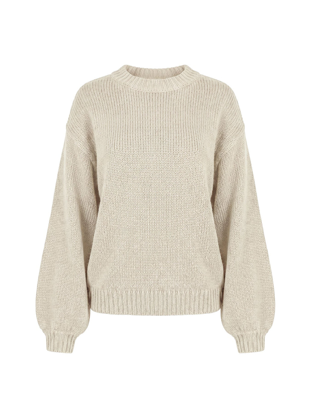 Harmony Balloon Sleeve Knit Sweater Beige