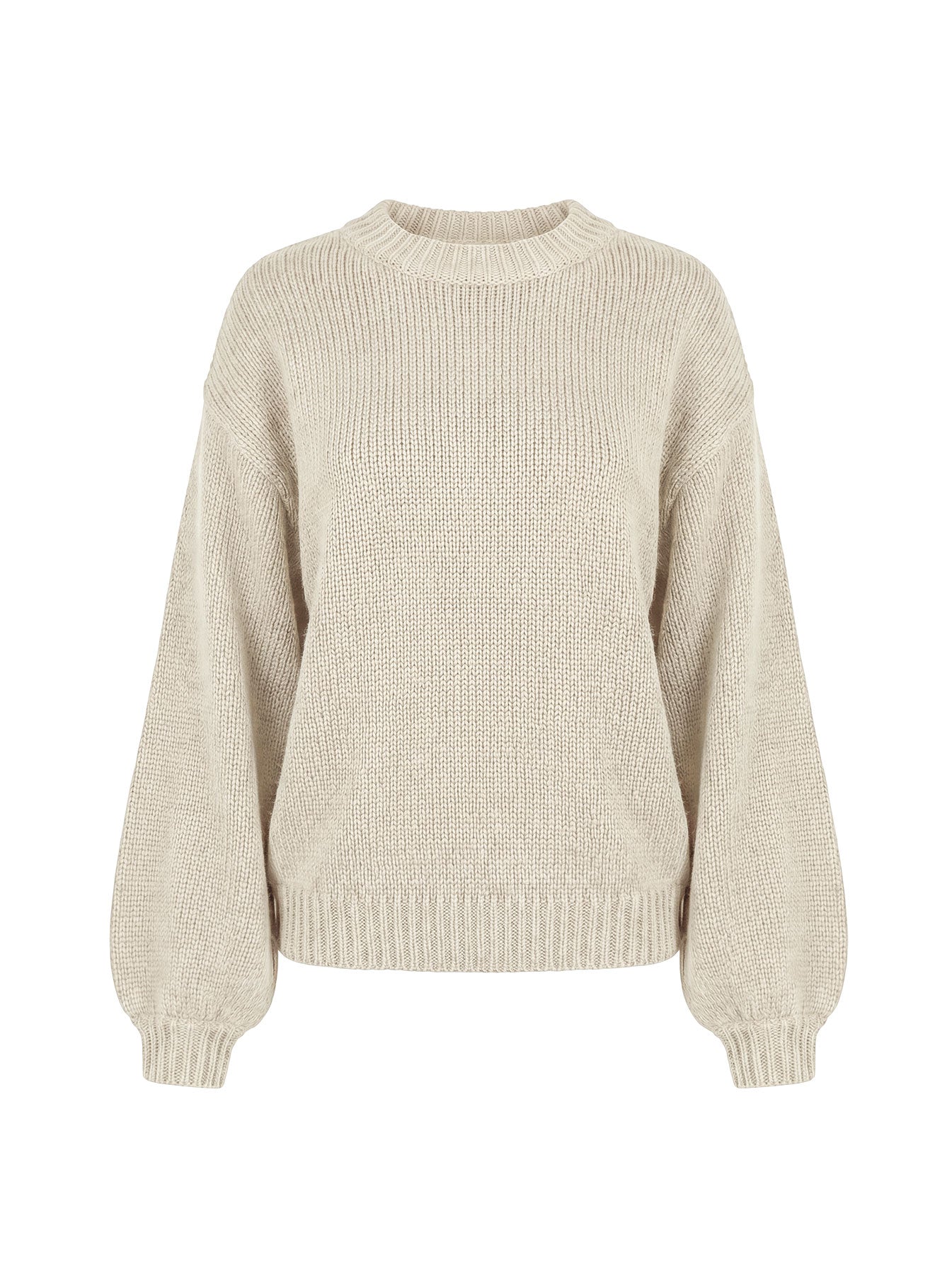Harmony Balloon Sleeve Knit Sweater Beige