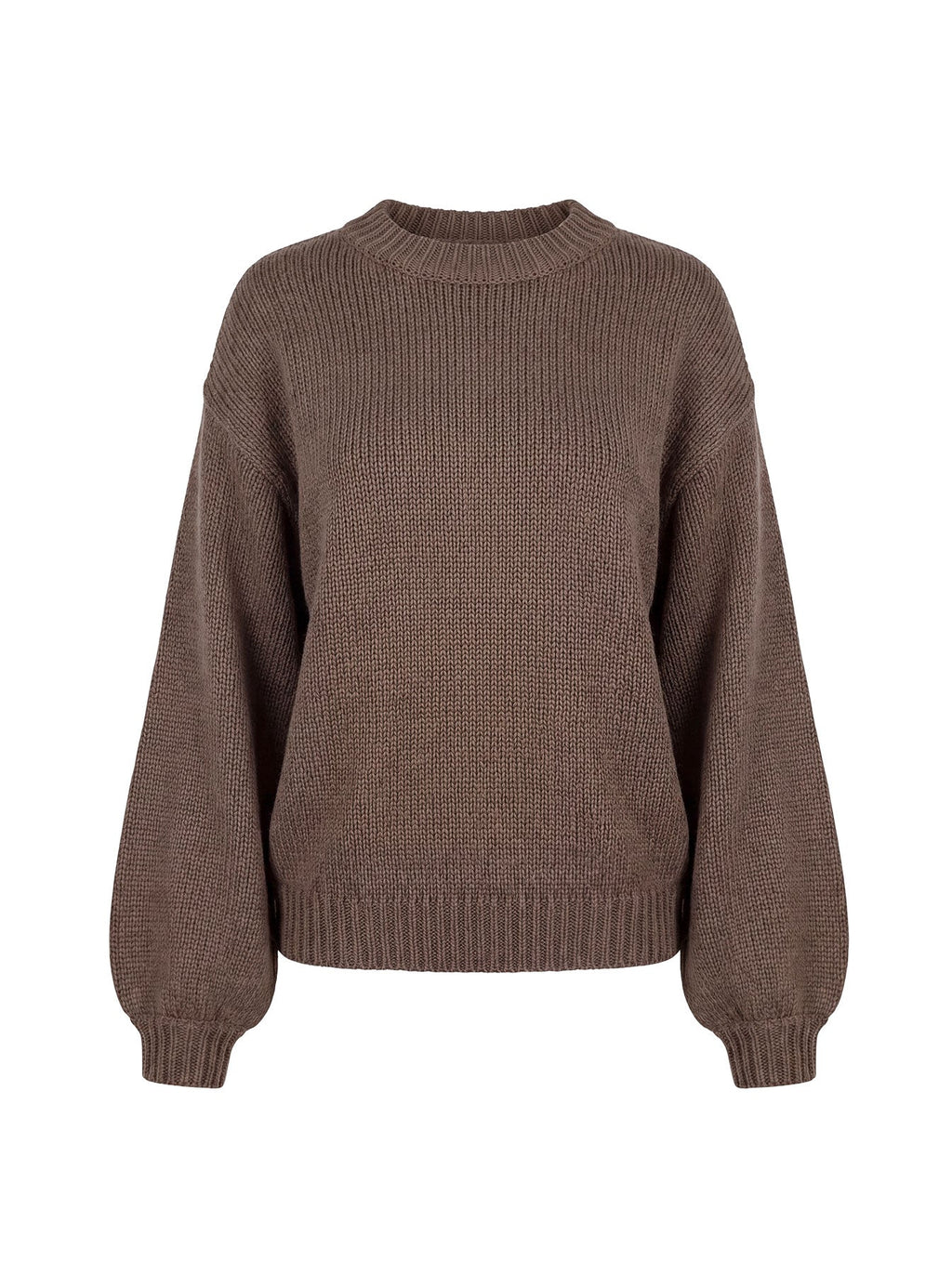 Harmony Balloon Sleeve Knit Sweater Dark Brown