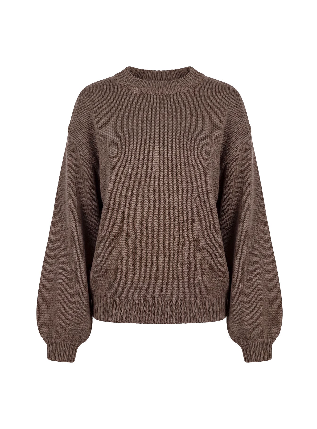 Harmony Balloon Sleeve Knit Sweater Dark Brown