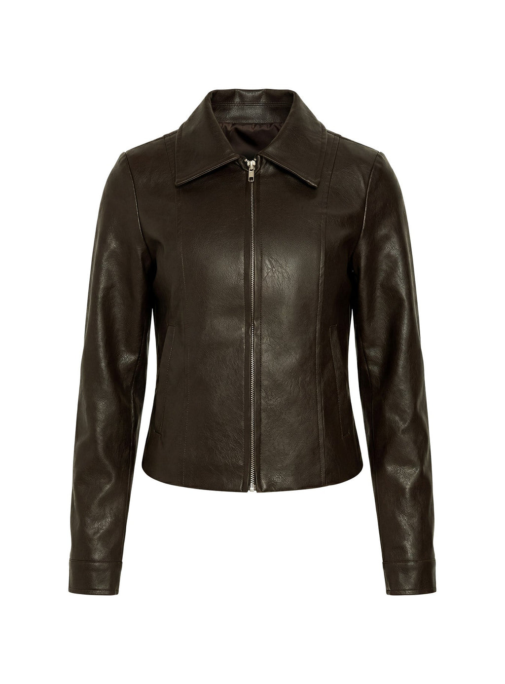 Palomino Fitted Faux Leather Jacket Brown