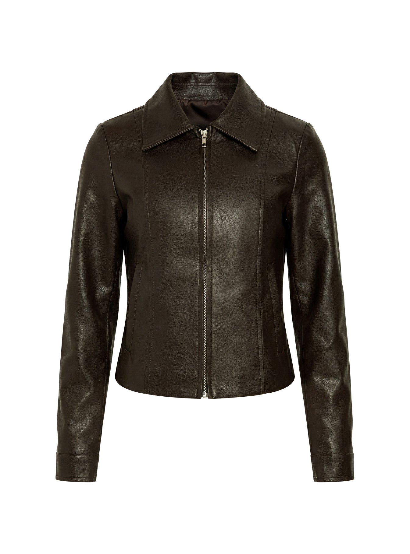 Palomino Fitted Faux Leather Jacket Brown