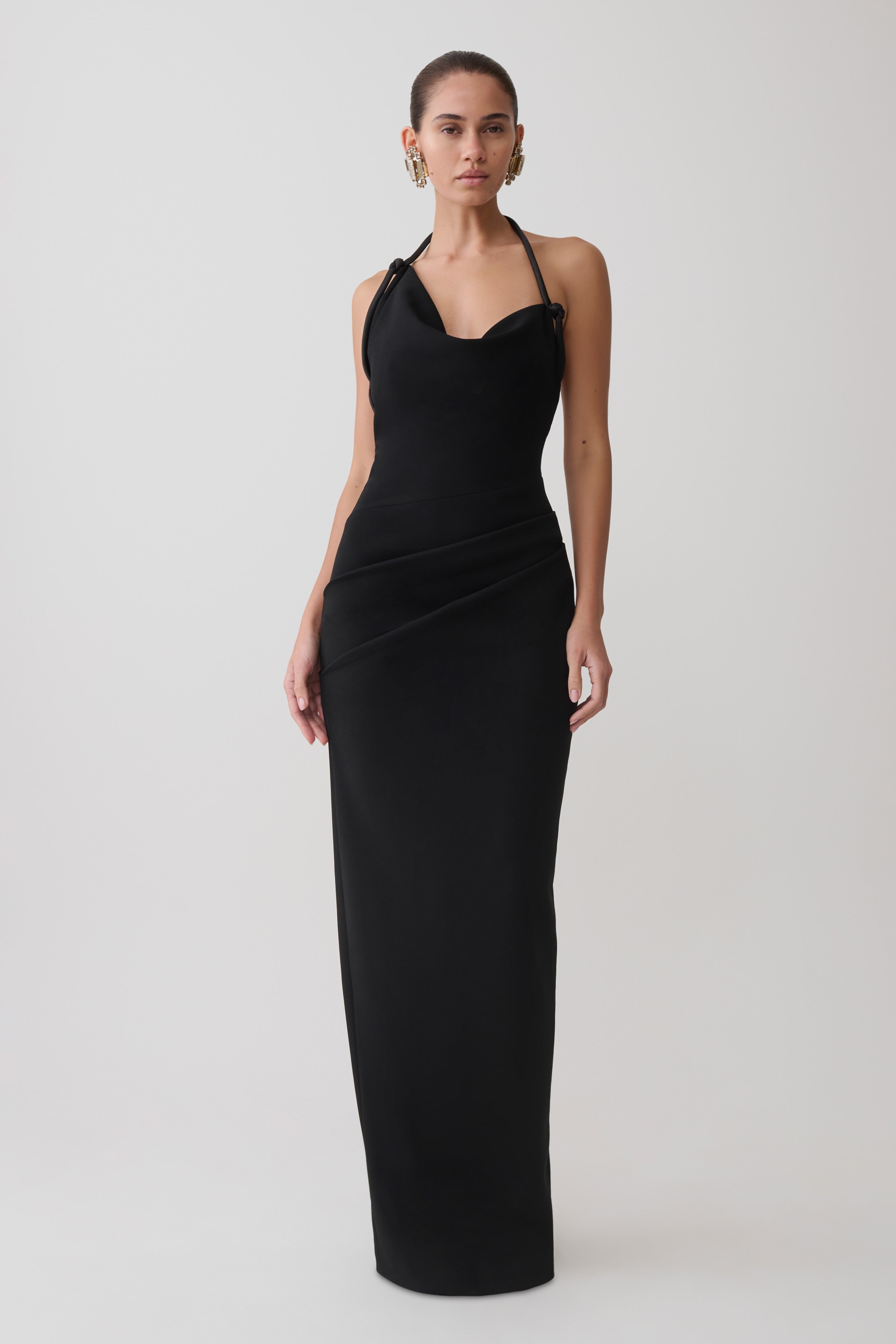 Gracie Halter Maxi Dress - Black
