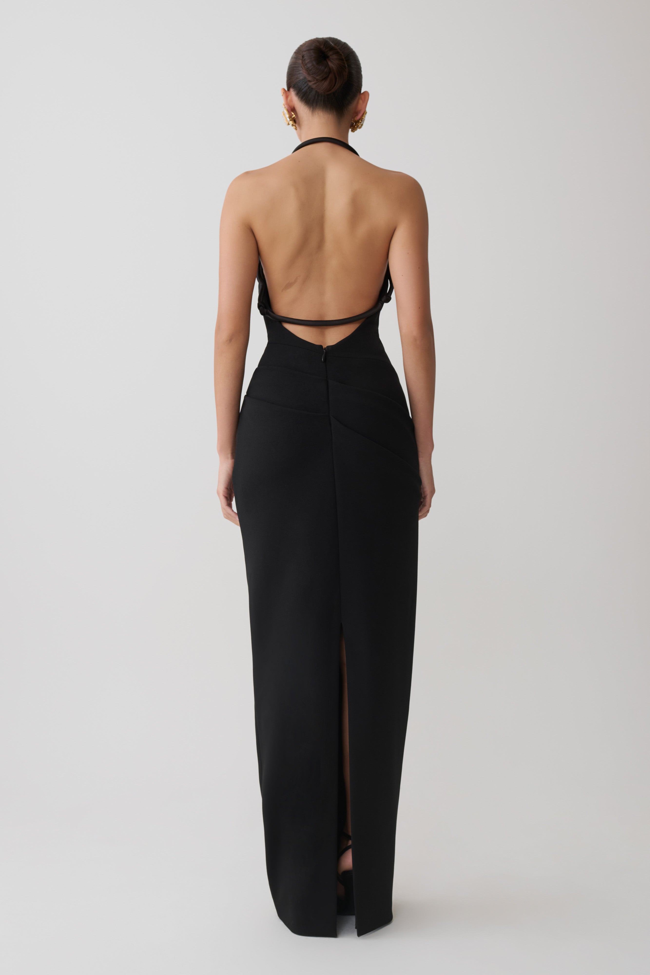 Gracie Halter Maxi Dress - Black