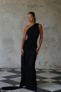 Asher Slinky One Shoulder Maxi Dress - Black