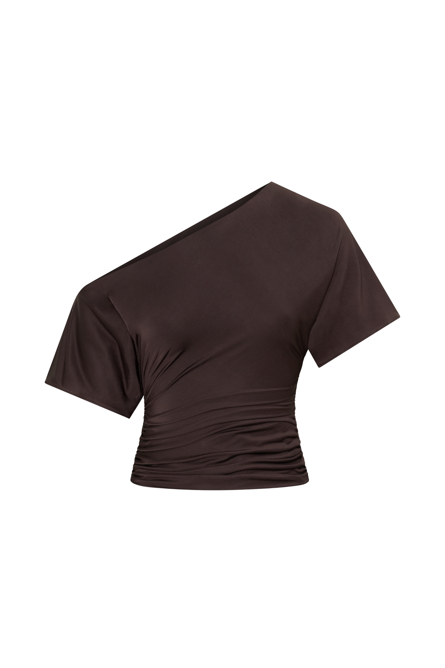 Luu Off Shoulder Slinky Top - Dark Chocolate