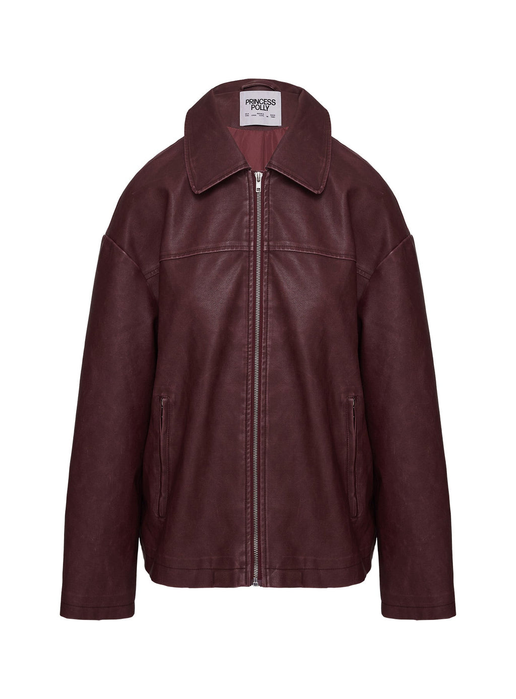 Napoleon Faux Leather Jacket Burgundy