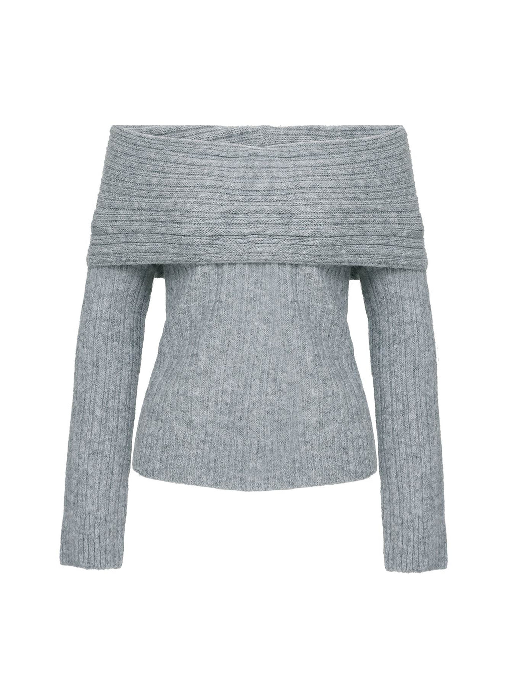 Snowie Off Shoulder Knit Sweater Grey