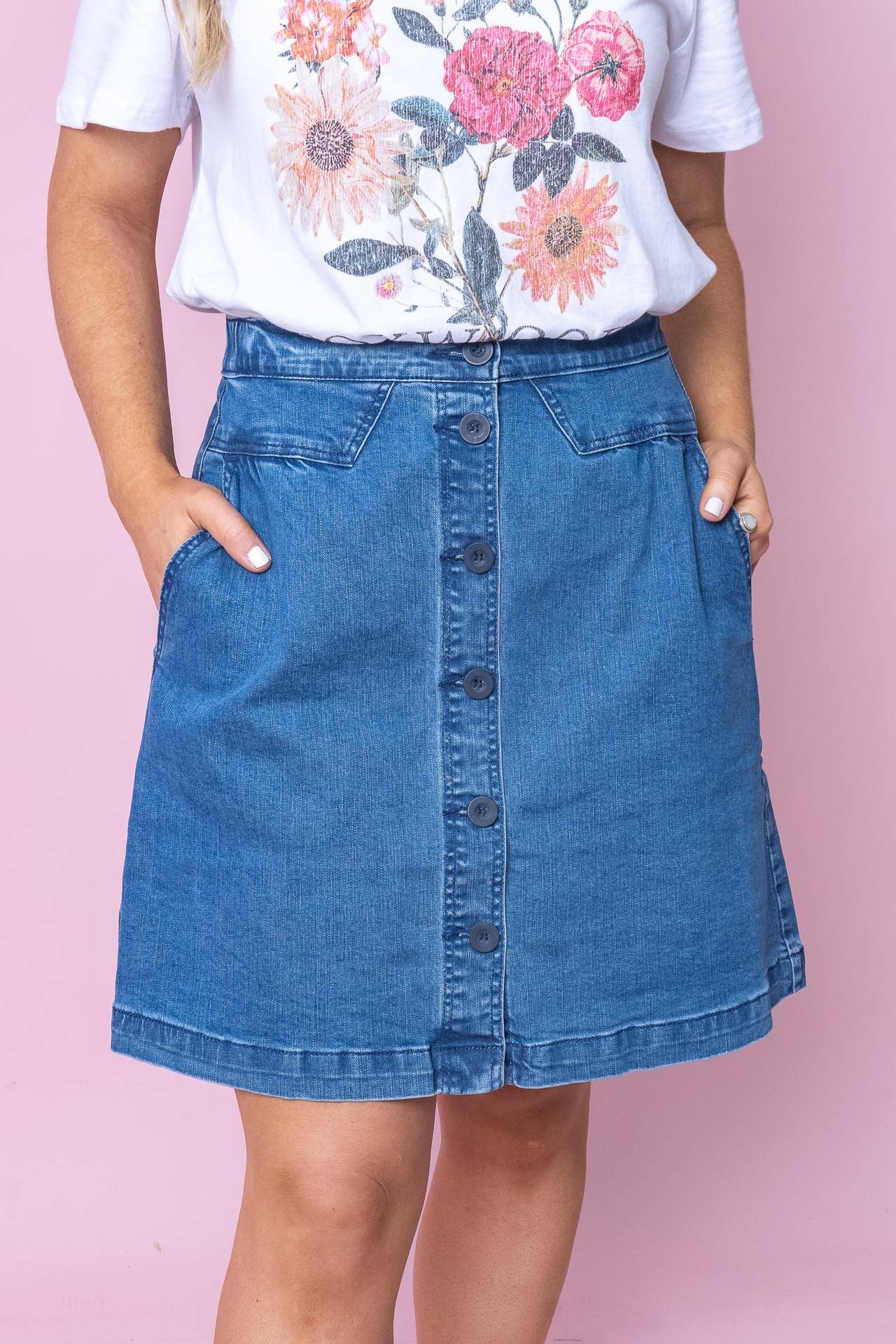 Amanda Skirt in Mid Blue - Foxwood